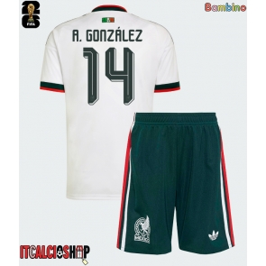 Messico Armando Gonzalez #14 Seconda Maglia Bambino Mondiali 2026 Manica Corta (+ Pantaloni corti)